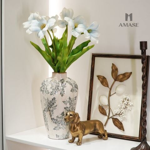 Lọ Hoa Gốm Phối Lá_Country Style