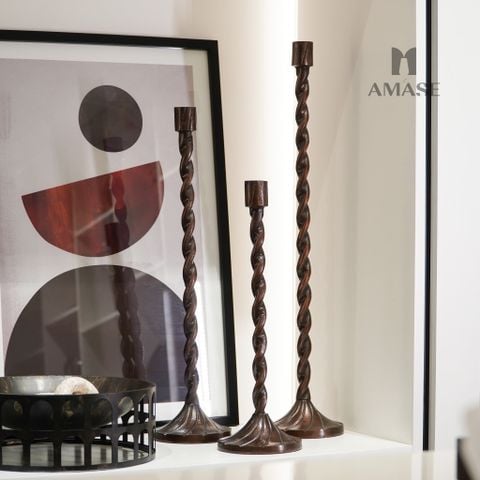 Chân Nến Xoắn Ánh Đồng (Set 3 cái)