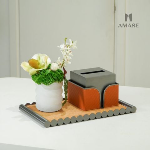 Khay Decor Lông ngựa Phối Viền Thép