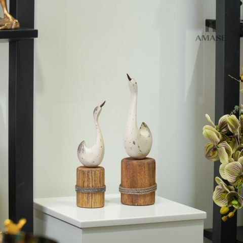 Tượng Decor Thiên Nga Trên Gỗ_Country Style