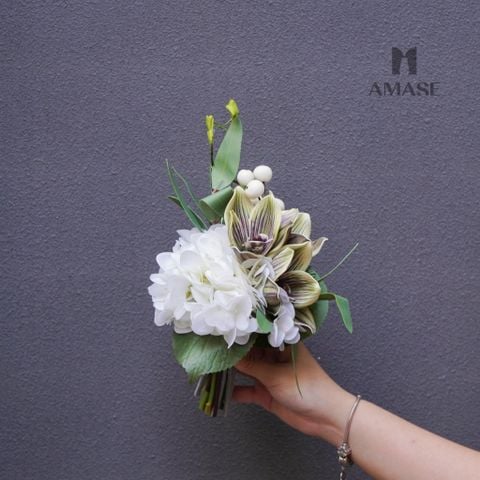 Bó Hoa Xanh Phối Cẩm Tú Cầu