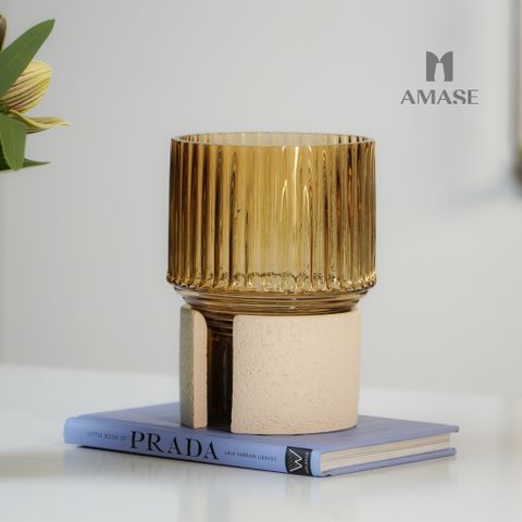 Lọ Hoa Thủy Tinh Nhỏ Phối Đế Màu Trà