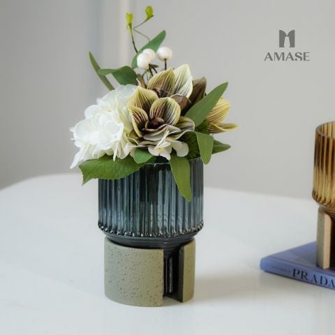 Lọ Hoa Thủy Tinh Nhỏ Phối Đế Màu Khói