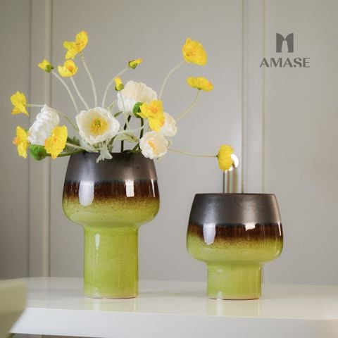 Lọ Hoa Gốm Khói Lá