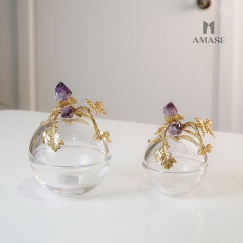 Hũ Kẹo Thủy Tinh Phối Đá Thạch Anh