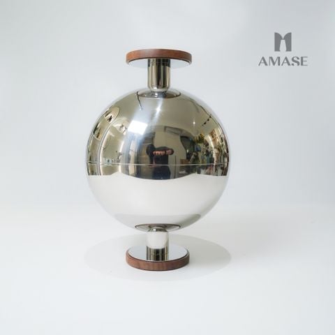 Tô Thép Phối Nắp Phong Cách Bắc Âu Màu Silver Phối Gỗ