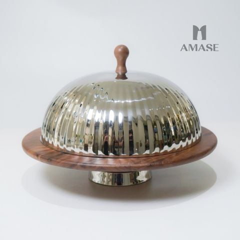 Khay Bánh Gato Đế Gỗ - Màu Silver