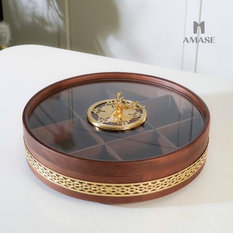 Khay Mứt Tròn Hươu Vàng