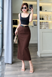  HQJeans Chân váy dài jeans màu cotton siêu tôn dáng mẫu thiết kế mới HQ176 