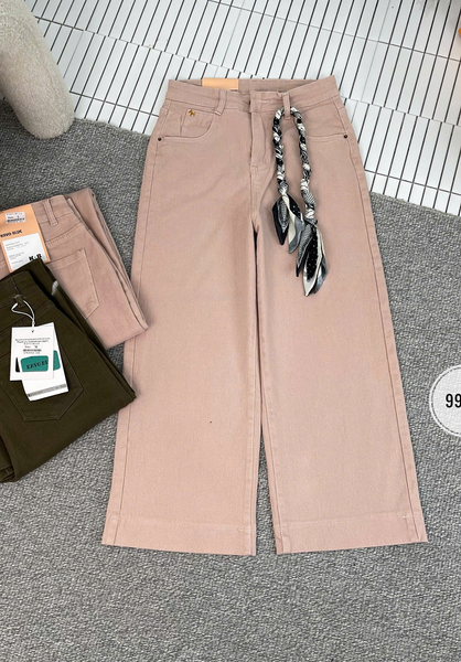  HQJeans® Quần Suông jeans nữ dáng lỡ 90cm kaki jeans mềm mịn co giãn màu mới HQ252 
