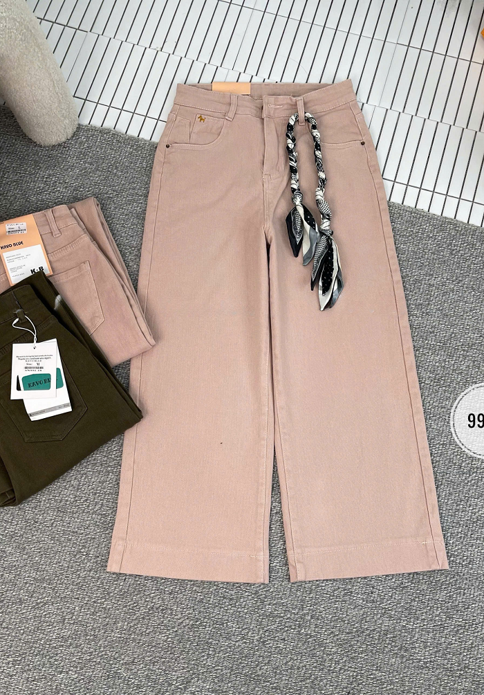  HQJeans® Quần Suông jeans nữ dáng lỡ 90cm kaki jeans mềm mịn co giãn màu mới HQ252 