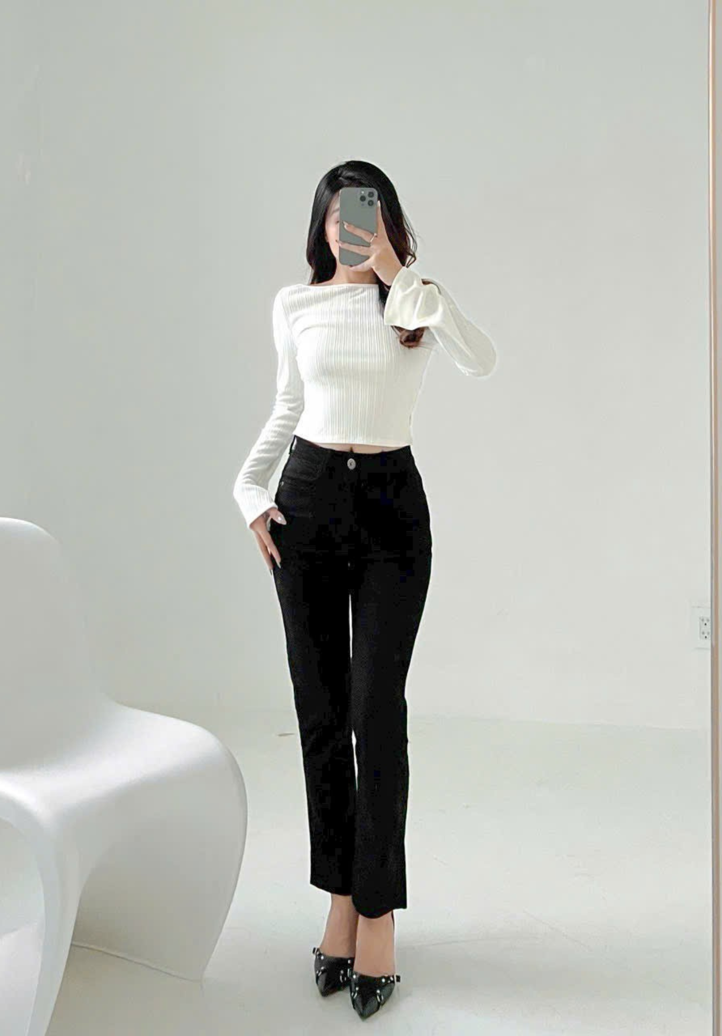  Quần jeans ống đứng trắng chất mềm mịn dày lai to 3 phân chất lượng xuất khẩu mẫu thiết kế HQJeans HQ108 