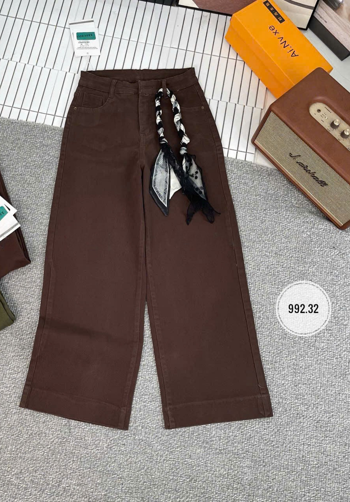  HQJeans® Quần Suông jeans nữ dáng lỡ 90cm kaki jeans mềm mịn co giãn màu mới HQ252 
