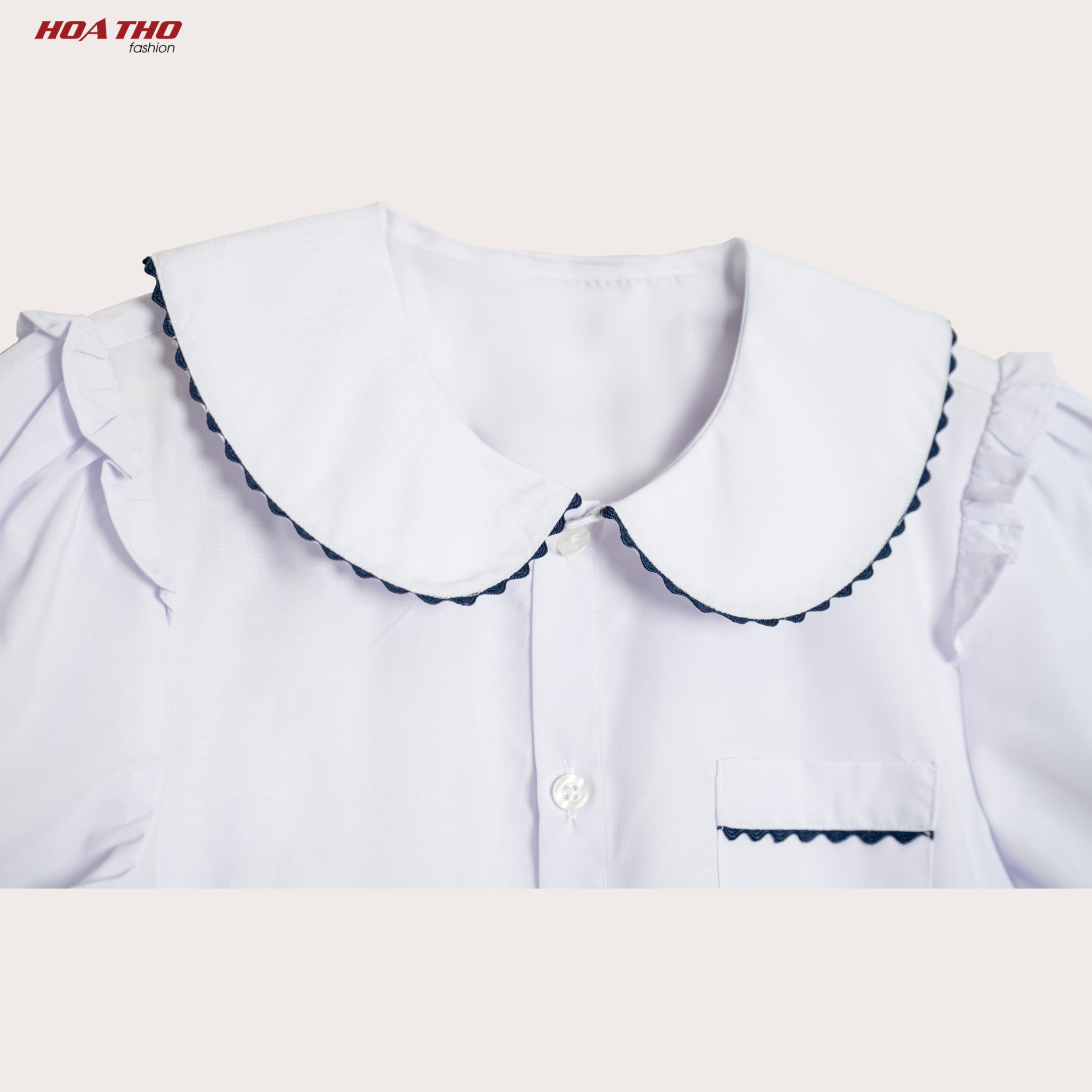  Áo Nữ Cổ Ren Xanh Bèo Vai 