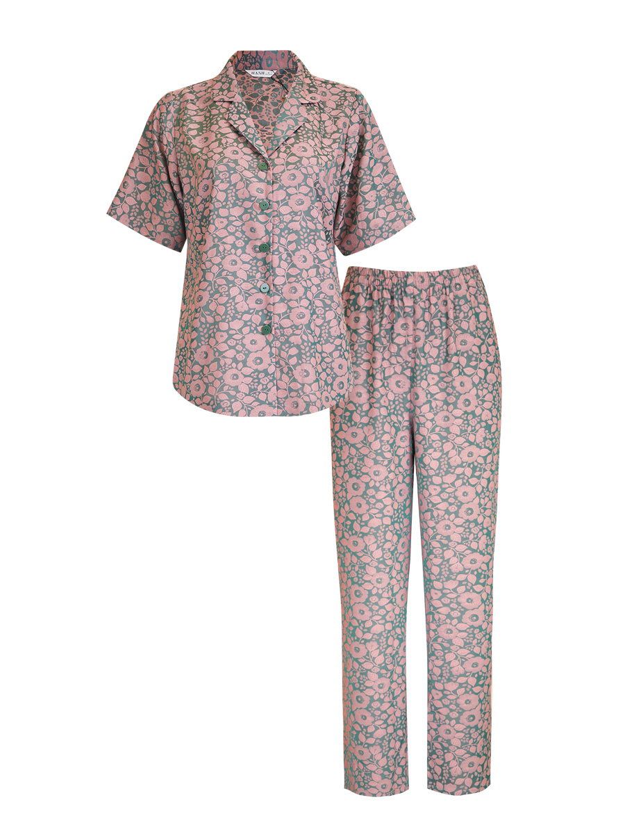  HẠNH - Bộ quần dài áo cổ sơ mi tay ngắn chất liệu gấm 0437/5.366 