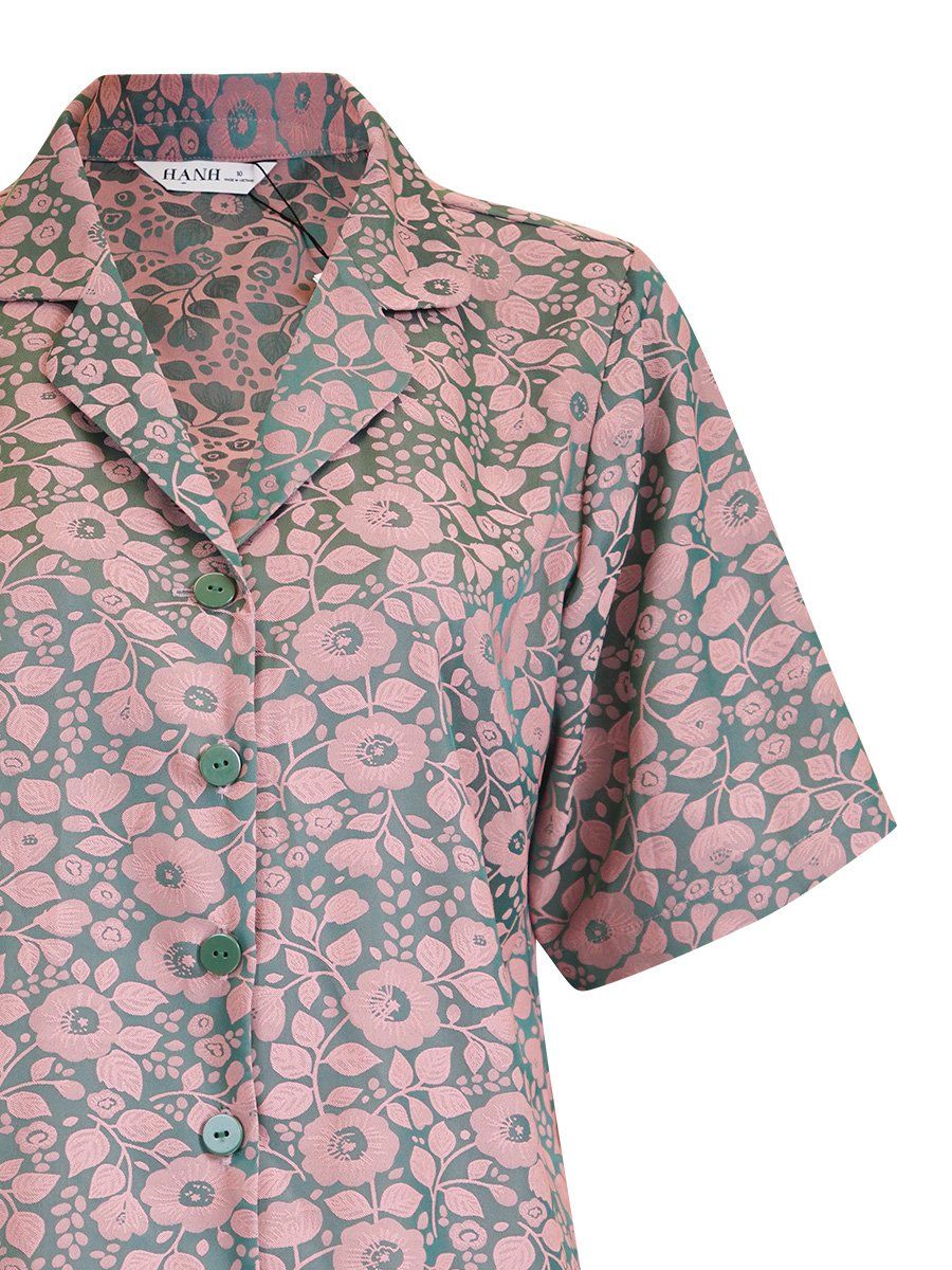  HẠNH - Bộ quần dài áo cổ sơ mi tay ngắn chất liệu gấm 0437/5.366 