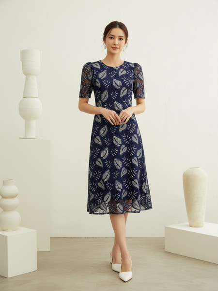  HẠNH - Đầm ren hai lớp cổ tròn tay ngắn 0650/4.434 