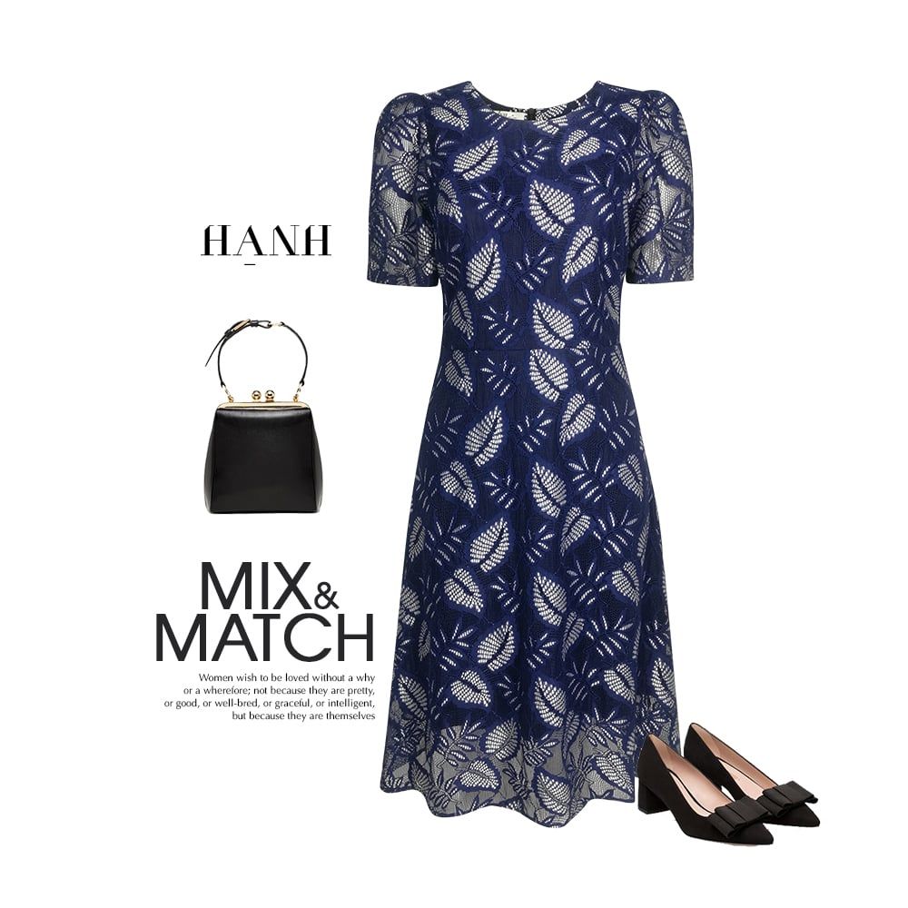  HẠNH - Đầm ren hai lớp cổ tròn tay ngắn 0650/4.434 