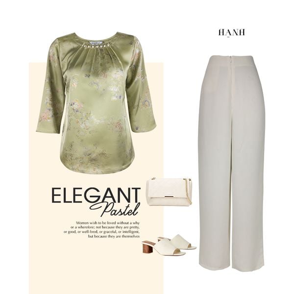  Hạnh - Áo kiểu trung niên cổ tròn kết hạt châu chất liệu lụa in họa tiết hoa 1432/4.586 