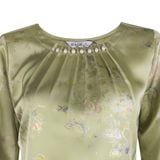  Hạnh - Áo kiểu trung niên cổ tròn kết hạt châu chất liệu lụa in họa tiết hoa 1432/3.385/4.446 