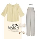  HẠNH - Áo kiểu cổ tròn đính nút tay lỡ chất liệu Lua Kim Cương1432/5.117 