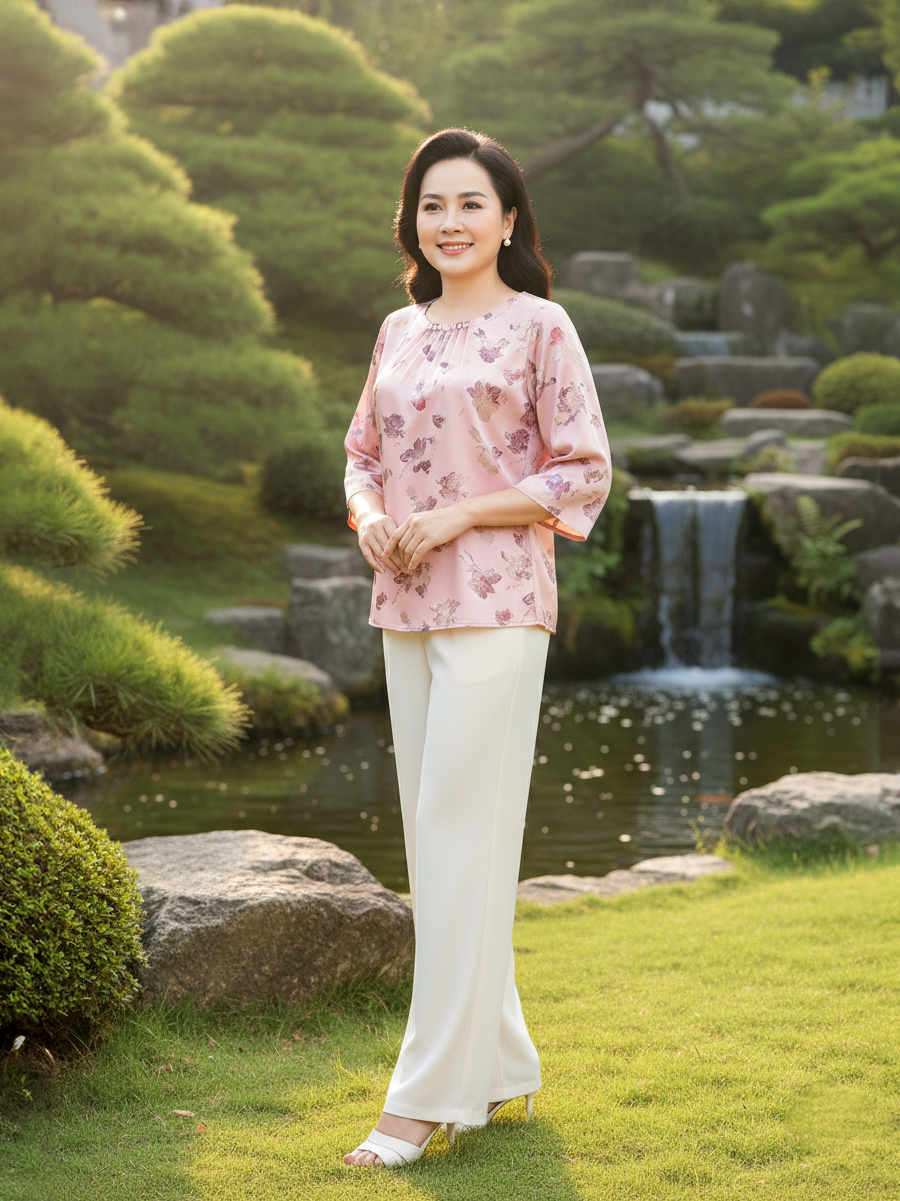  HẠNH - Áo kiểu chất liệu lụa xà cừ 1432/5.120 