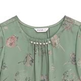  Hạnh Áo cổ tròn họa tiết hoa dập nổi, kết hạt, tay lửng 1432/5.187 