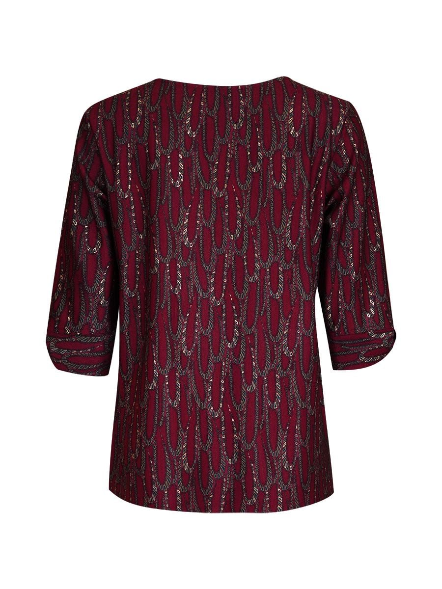  HẠNH - Áo kiểu cổ tròn xếp ly đính ngọc trai chất liệu cotton thun 2 da 1432/5.492 