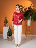  HẠNH - Áo kiểu cổ tròn đính hạt châu tay lỡ chất liệu lụa Tô Châu 1432/5.70 