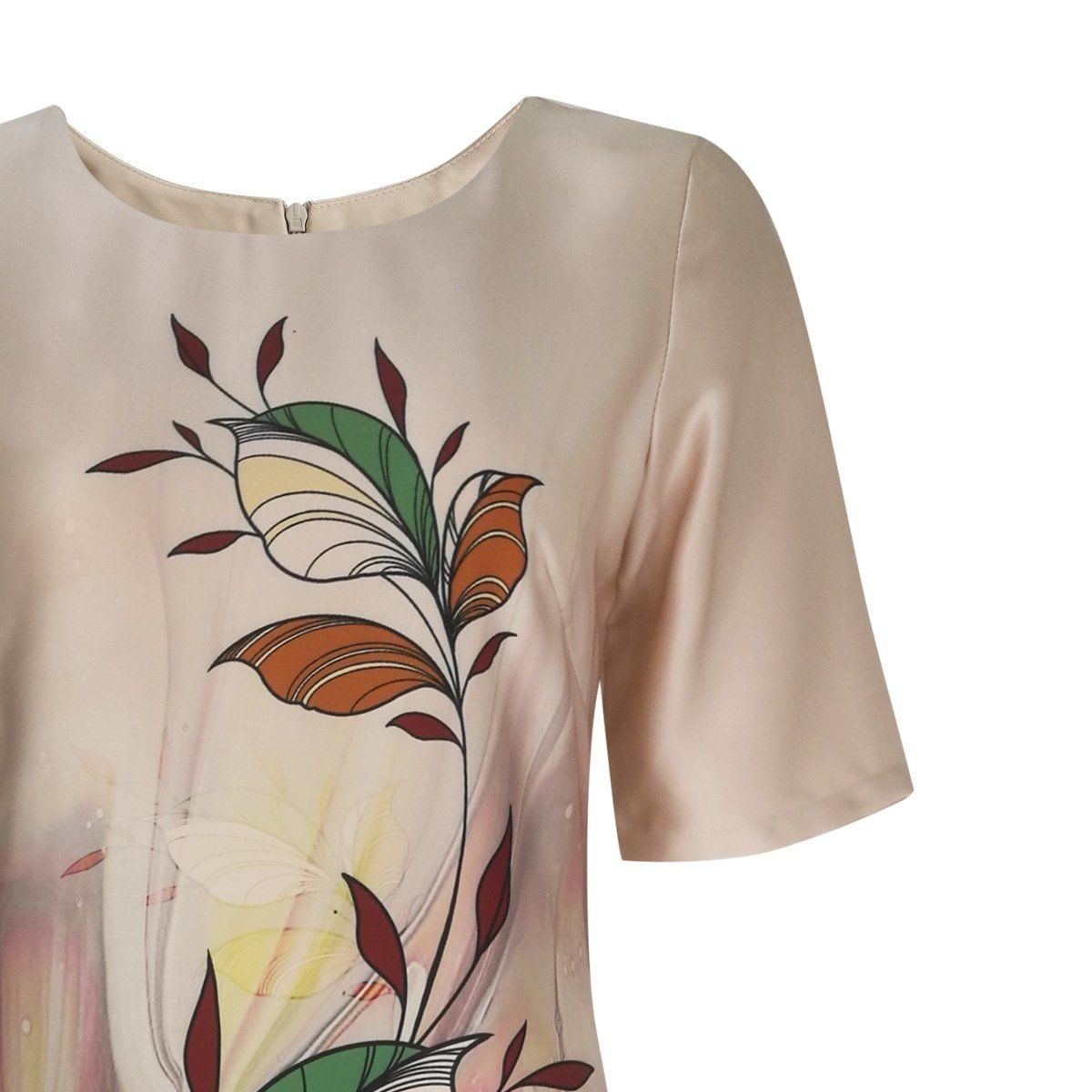  HẠNH - Đầm kiểu trung niên cổ tròn tay ngắn chất liệu lụa canvan in họa tiết 1623/4.271 