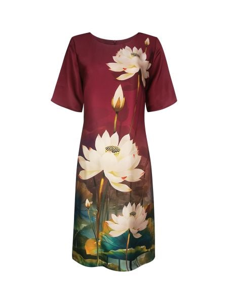  HẠNH - Đầm kiểu phom suông cổ tròn tay ngắn 1623/4.386 