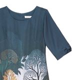  HẠNH - Đầm kiểu phom suông cổ tròn tay lỡ chất liệu lụa Canvan in họa tiết 1623/5.338 