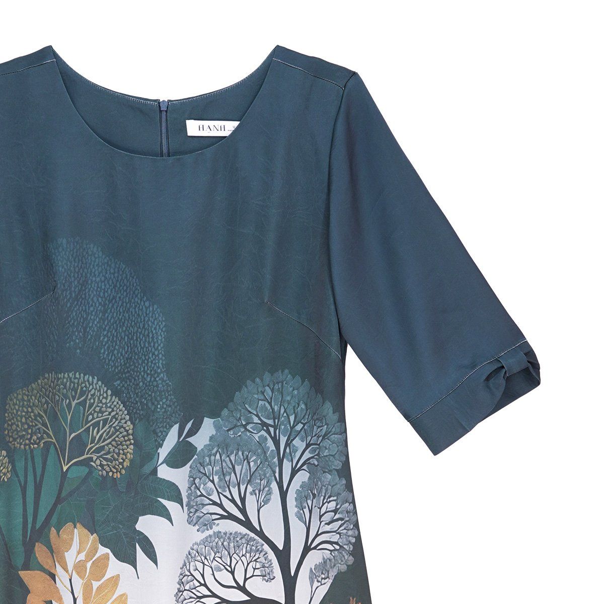  HẠNH - Đầm kiểu phom suông cổ tròn tay lỡ chất liệu lụa Canvan in họa tiết 1623/5.338 