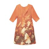  HẠNH Đầm suông trung niên cổ tròn tay lỡ chất liệu lụa in họa tiết hoa 1623/5.396 