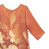  HẠNH Đầm suông trung niên cổ tròn tay lỡ chất liệu lụa in họa tiết hoa 1623/5.396 