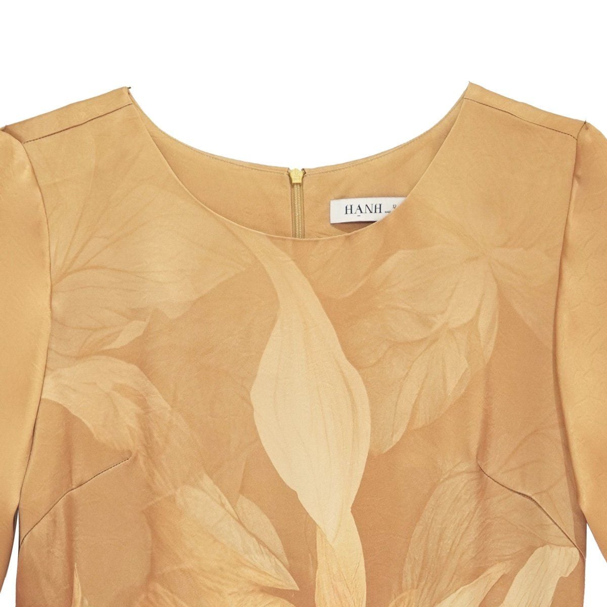  Hạnh - Đầm suông trung niên cổ tròn tay bèo chất liệu lụa in họa tiết hoa 1623/5.397 