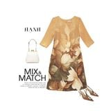  Hạnh - Đầm suông trung niên cổ tròn tay bèo chất liệu lụa in họa tiết hoa 1623/5.397 