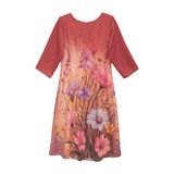  HẠNH - Đầm suông trung niên cổ tròn tay lỡ chất liệu lụa in họa tiết hoa 1623/5.467 