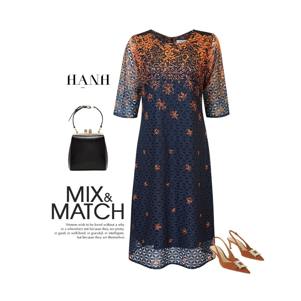  HẠNH - Đầm kiểu cổ tròn tay ngắn chất liệu ren lót lụa 1623/5.497 