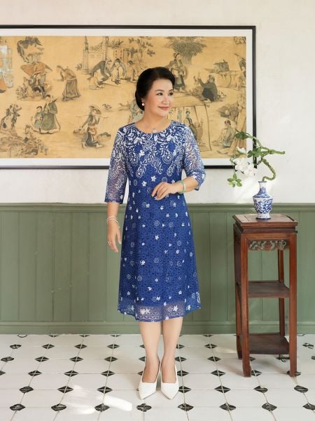  HẠNH - Đầm suông cổ tròn tay lỡ chất liệu Ren lót thun cotton 1623/5.498 