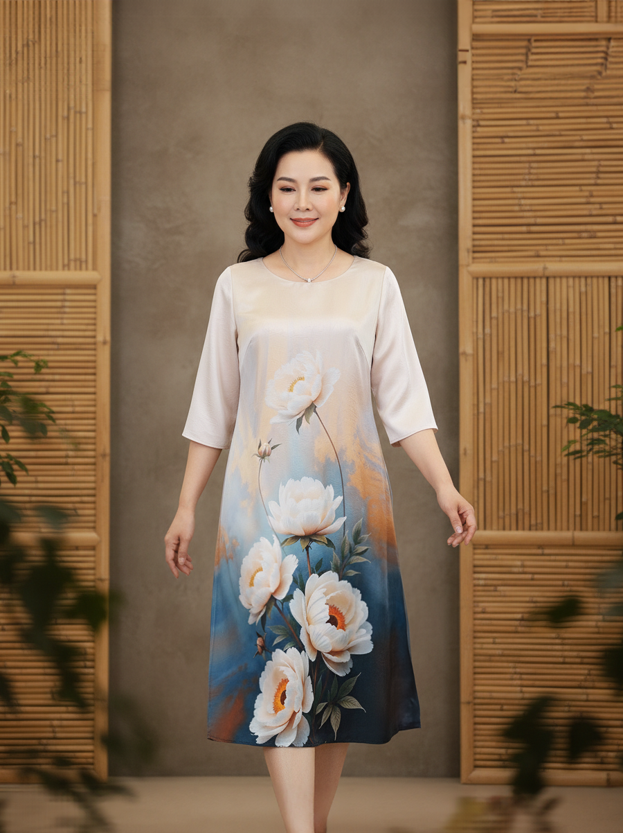  HẠNH - Đầm kiểu chất liệu lụa Cavan 1623/6.25 