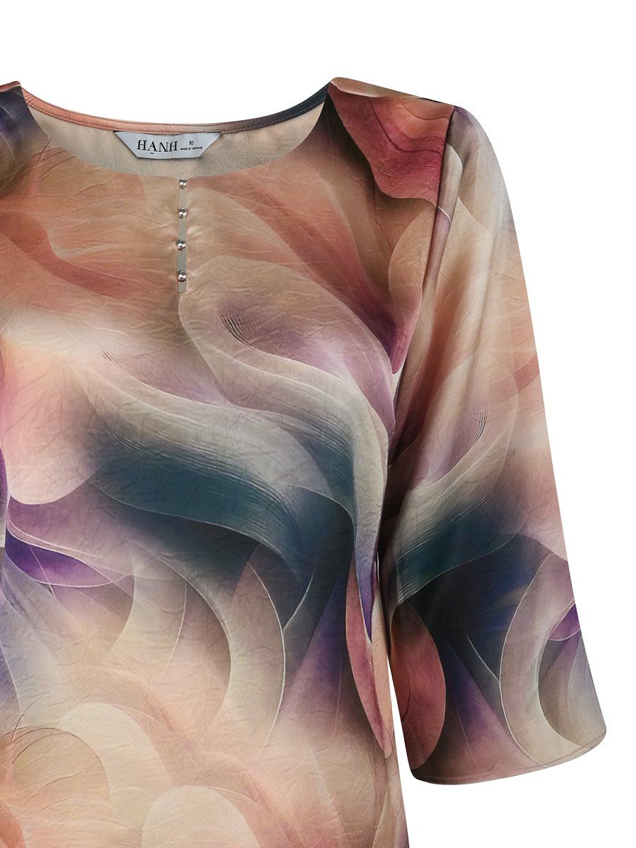  HẠNH - Áo kiểu cổ tròn đính bi tay lỡ chất liệu lụa Canvan 2472/4.599 