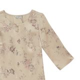  Hạnh - Áo Kiểu Trung Niên Cổ Tròn Kết Hạt Tay Lỡ Chất Liệu Lụa Canva In Hoa Văn 2472/4.615/5.72 