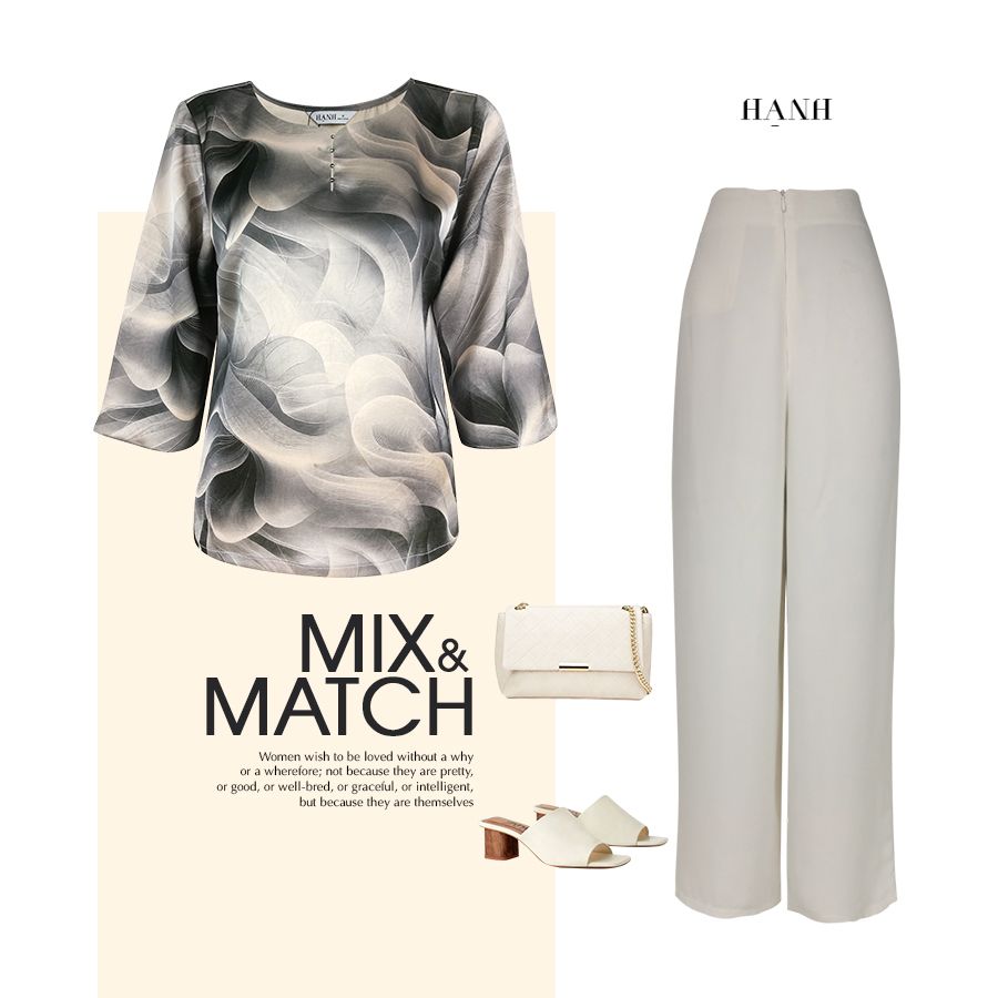  HẠNH - Áo kiểu cổ tròn đính bi tay lỡ chất liệu lụa canvan 2472/5.12 