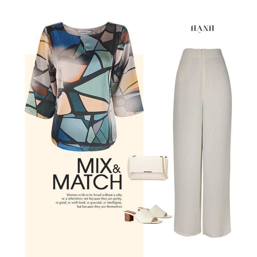  HẠNH - Áo kiểu cổ tròn cổ đính bi tay lỡ chất liệu lụa Canvan 2472/5.15 