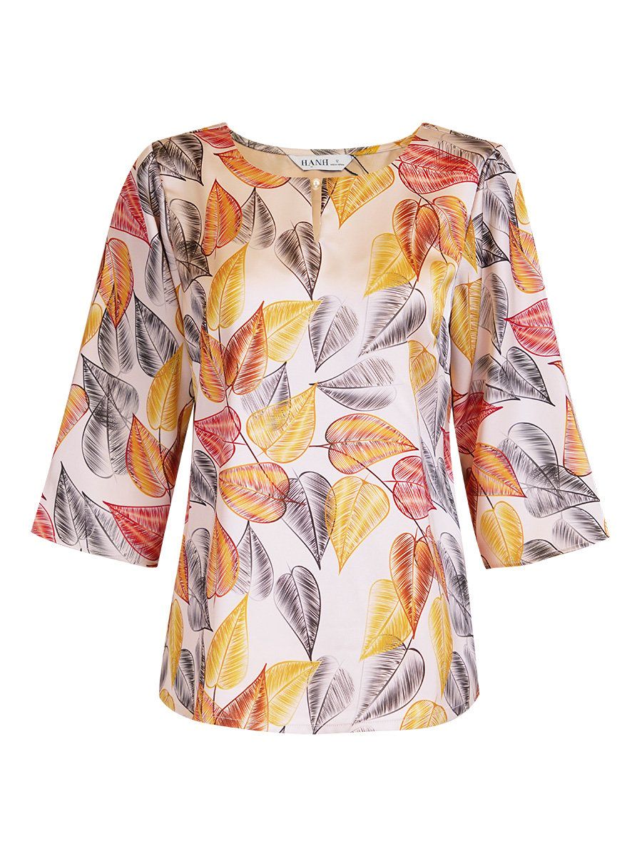  HẠNH - Áo kiểu cổ tròn đính châu tay lỡ chất liệu lụa canvan 2472/5.323 