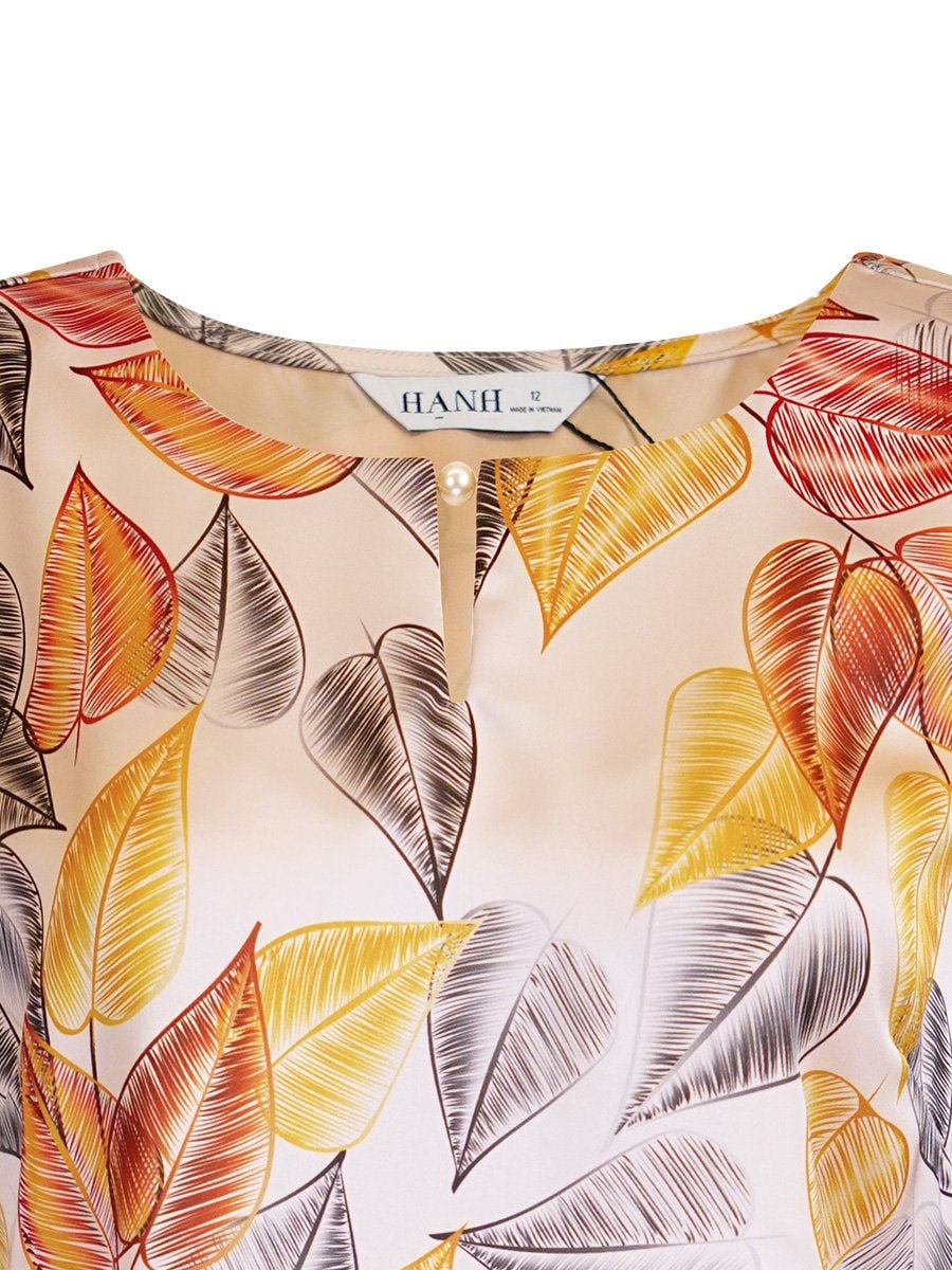  HẠNH - Áo kiểu cổ tròn đính châu tay lỡ chất liệu lụa canvan 2472/5.323 