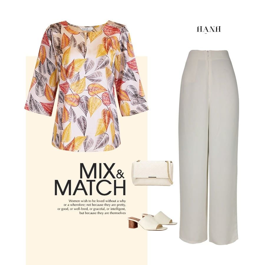  HẠNH - Áo kiểu cổ tròn đính châu tay lỡ chất liệu lụa canvan 2472/5.323 