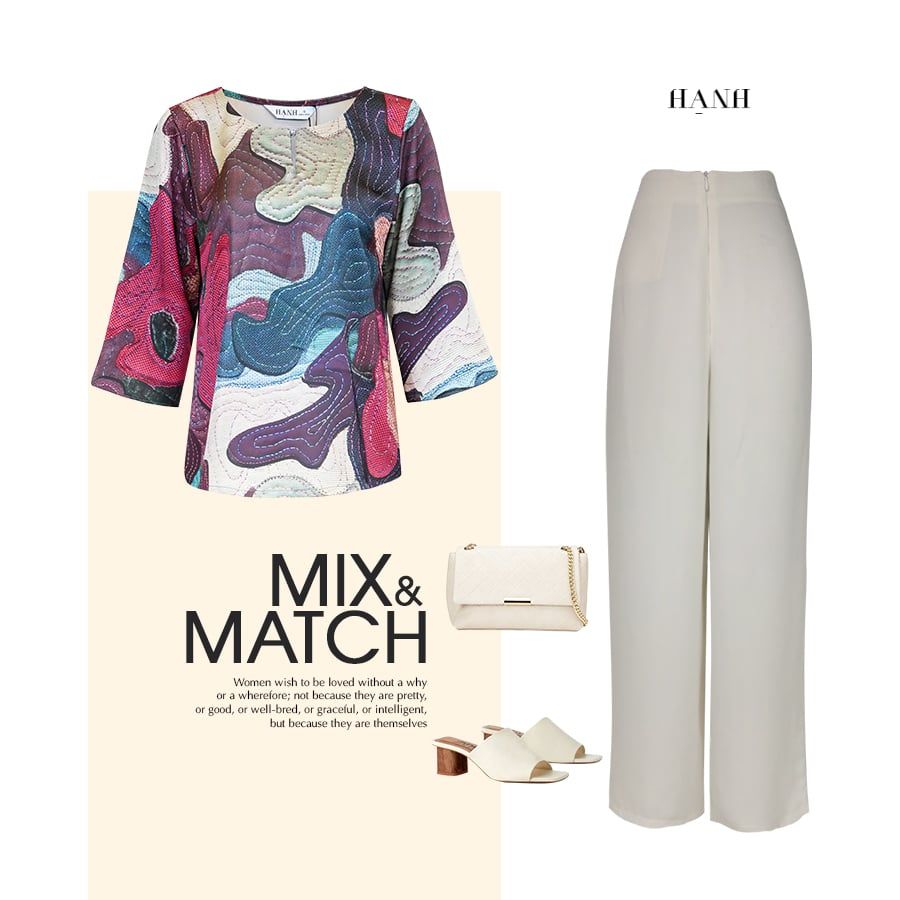  HẠNH - Áo kiểu cổ tròn tay lỡ chất liệu lụa canvan in họa tiết 2472/5.324 