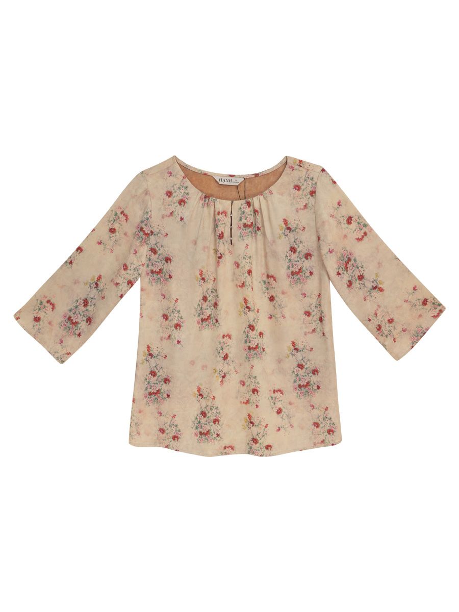  Hạnh Áo cổ tròn đính bi, họa tiết dập nổi, tay lửng 2486/5.191 